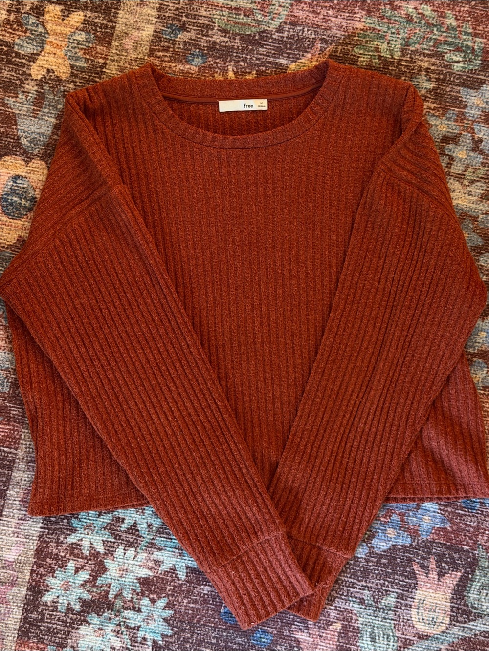 Wilfred Free Burnt Orange Ribbed Crewneck Sweater